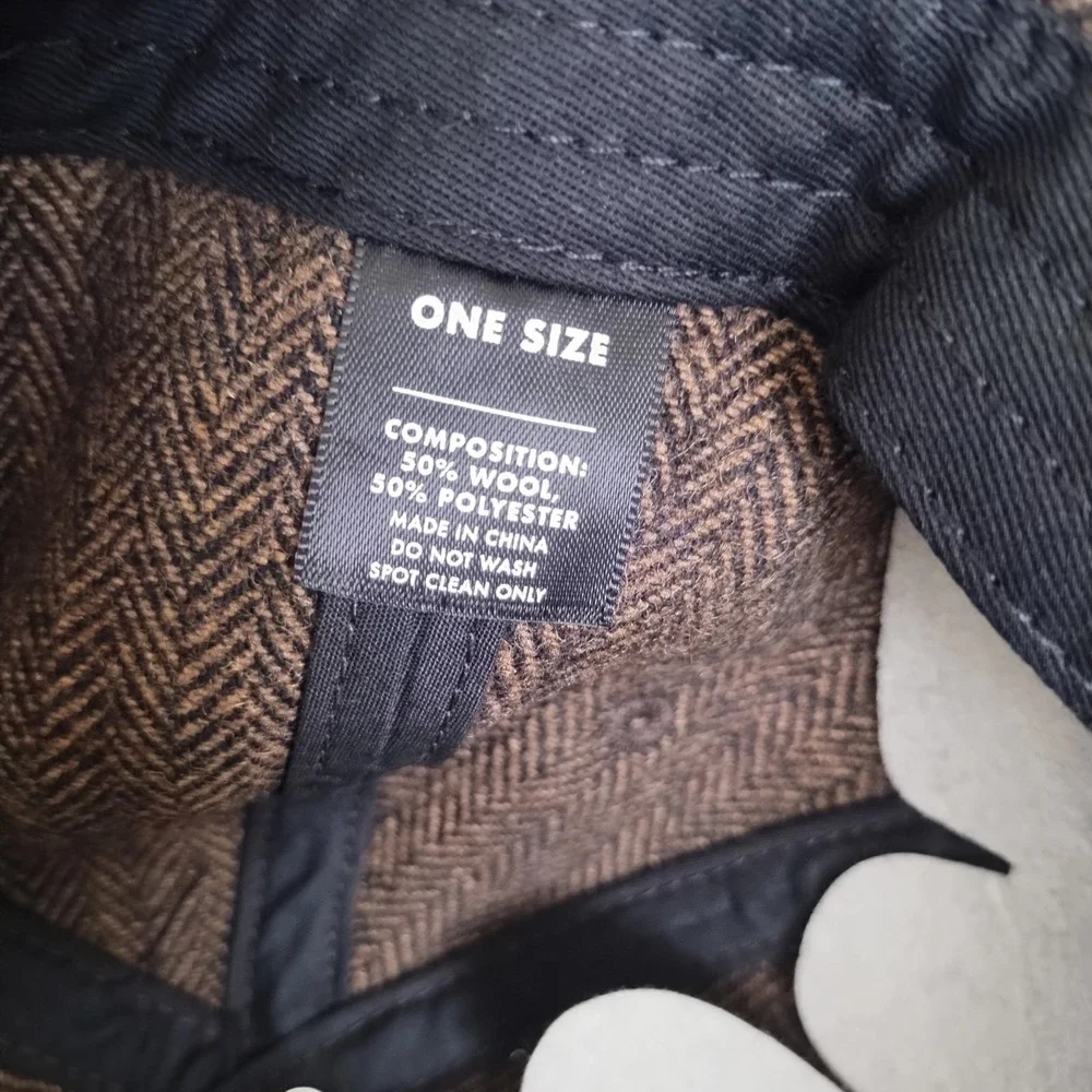NWT Hemlock Co Cap Hat Brown Black Herringbone Wool Blend Snapback Adjustable OS